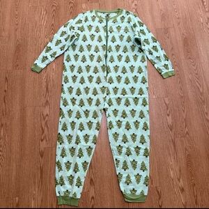 CHRISTMAS PAJAMAS Unisex Adult Size Christmas Trees Fleece One Piece Bodysuit
